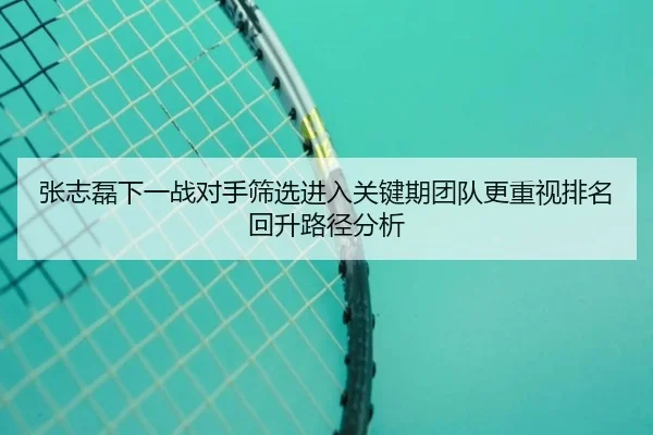 张志磊下一战对手筛选进入关键期团队更重视排名回升路径分析 | jnd28
